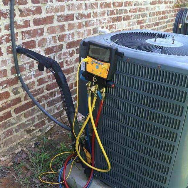 Equipment hooked up to HVAC outdoor unit