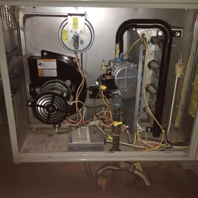 Inside of an AC unit.