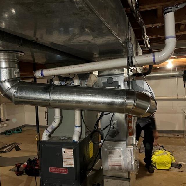 Large HVAC unit with its duct work