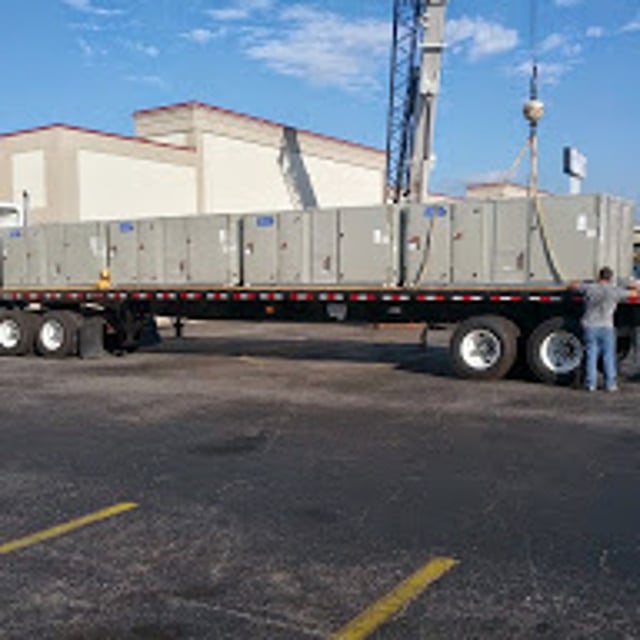 New HVAC equipment on truck arriving at big lots