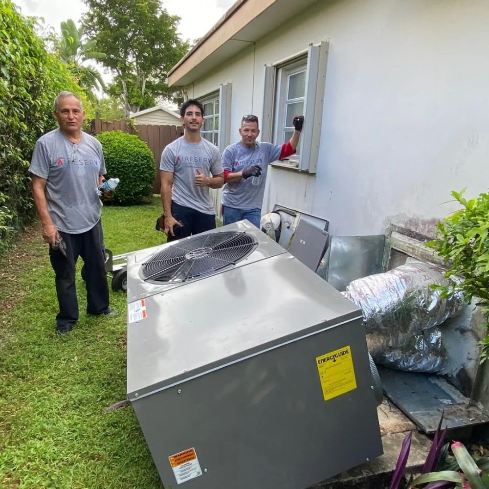 Aire Serv Team Installing a A/C Unit