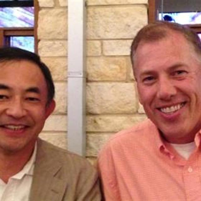 Wes eating dinner with the CEO of Daikin, Takeshi Ebisu.