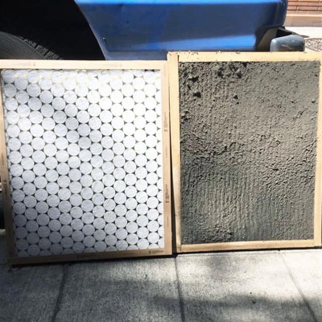 Before and after air filter cleaning