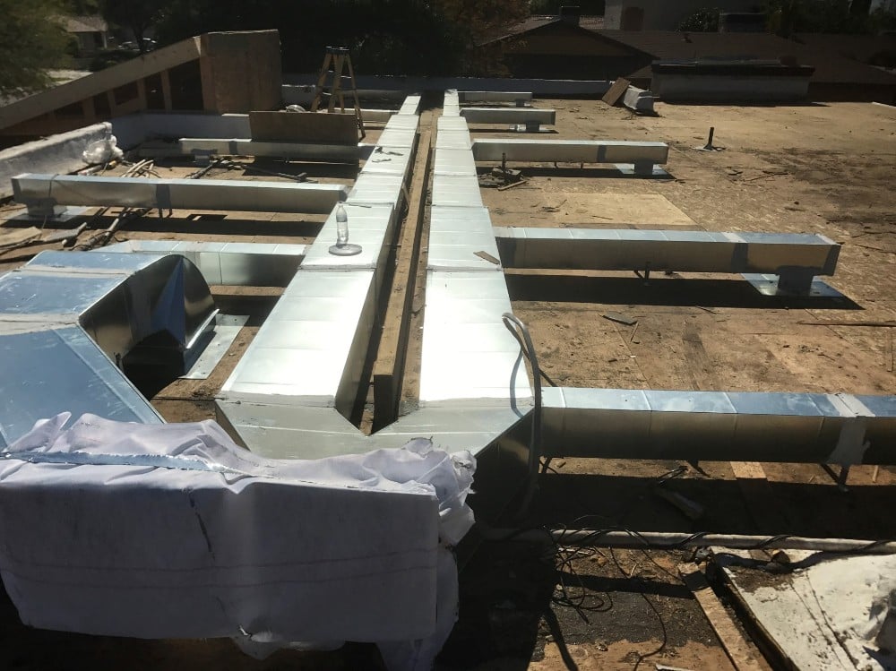 custom metal duct work on flat roof