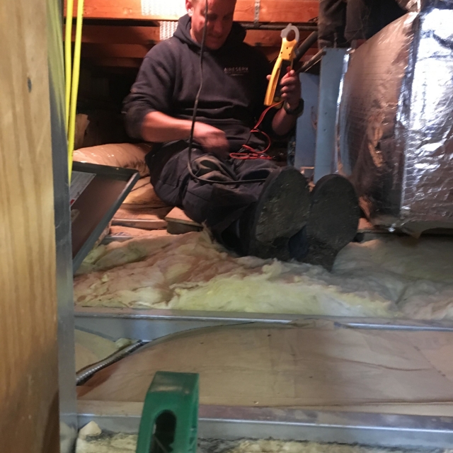 service professional in attic