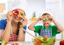 Kids playing in the kitchen