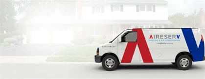 Banner photo with Aire Serv service van