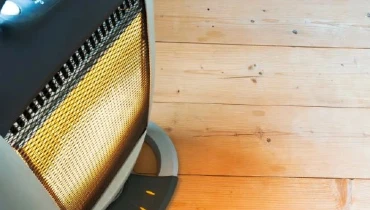 Space heater on hardwood floor