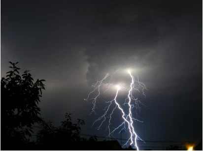 Lightning storm at night