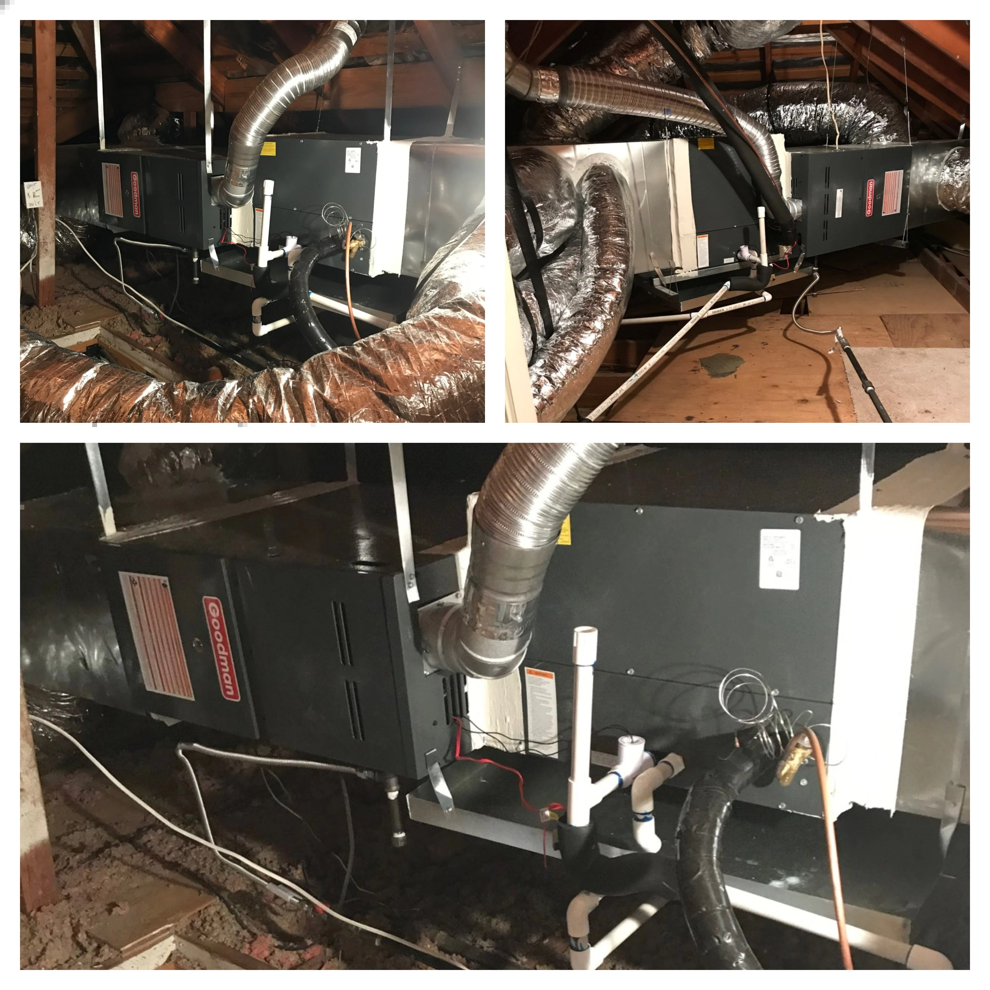 A large, new heating system installed in a home’s attic with Aire Serv’s hvac replacement services.