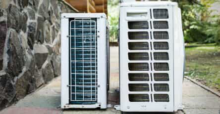 An older air conditioning unit and a new unit ready to be used for HVAC replacement service in Sewickley.