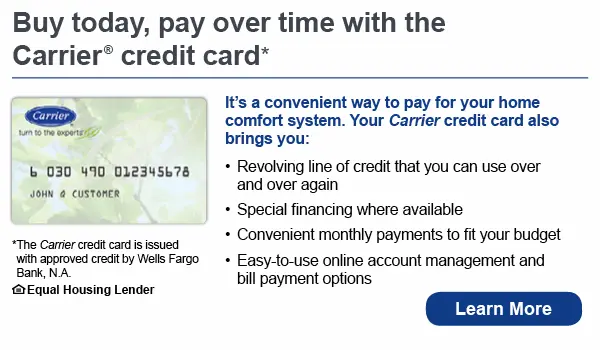 Wells Fargo Carrier credit card financing information.