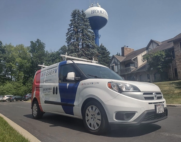 Aire Serv branded van in Brookfield, WI.